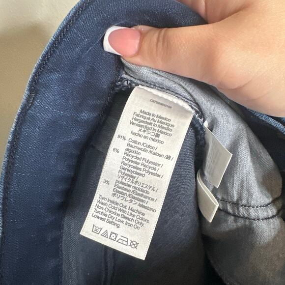 Madewell Flared Wide-Leg Jeans Dark Blue Raw Hem High Rise Stretch Denim 24 - Picture 7 of 9